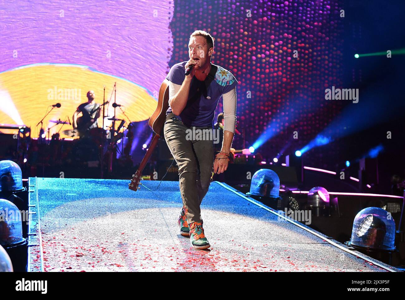 Chris Martin, lead singer of British rock band Coldplay, performs at ...