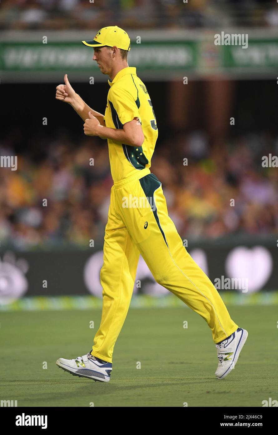 Australian bowler Billy Stanlake gives thumbs up after retuning to the ...