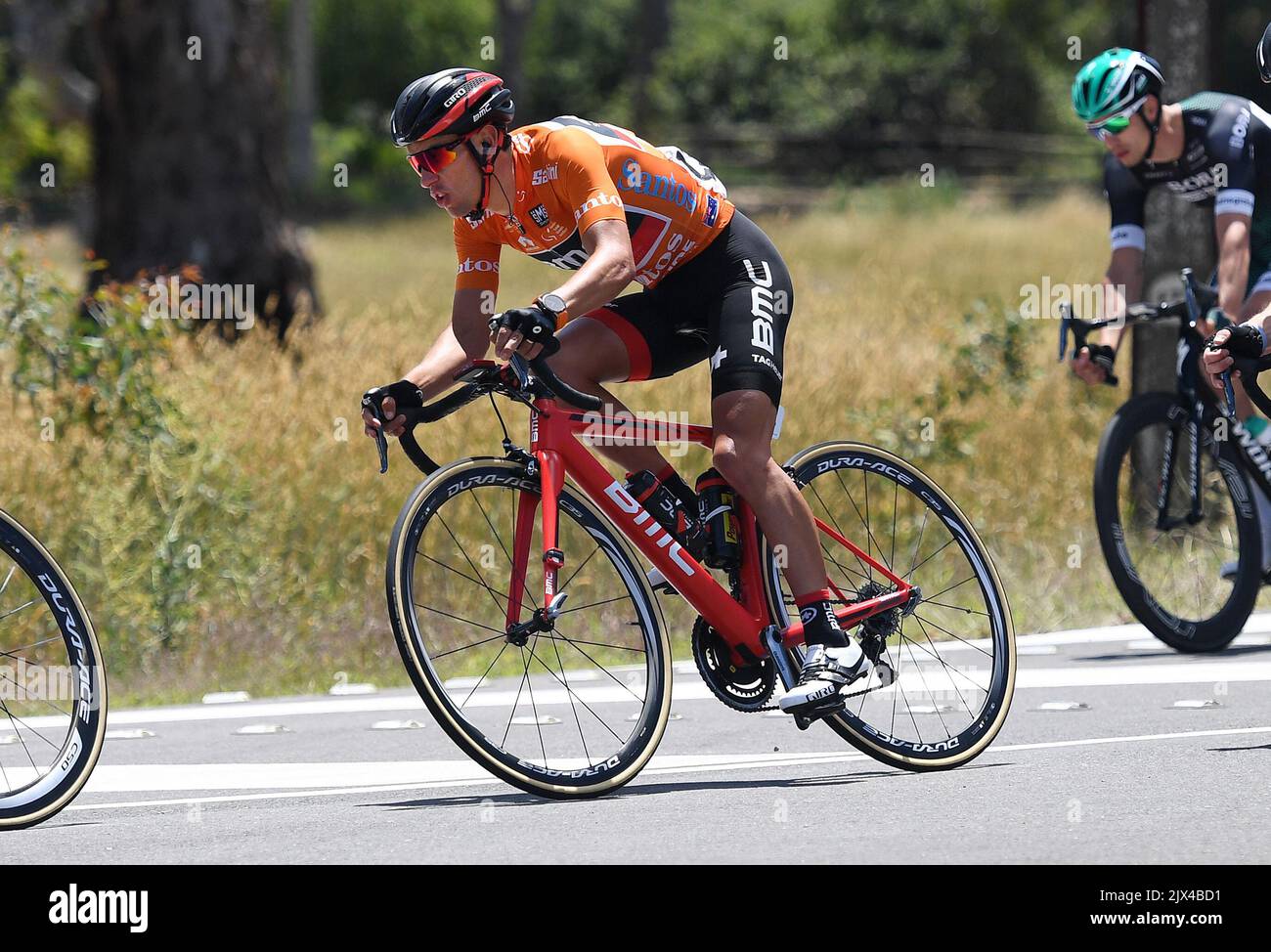 Race leader Richie Porte of team BMC Racing takes a corner during stage  four of the Tour Down Under near Adelaide, Friday, Jan. 20, 2017. (AAP  Image/Dan Peled Stock Photo - Alamy