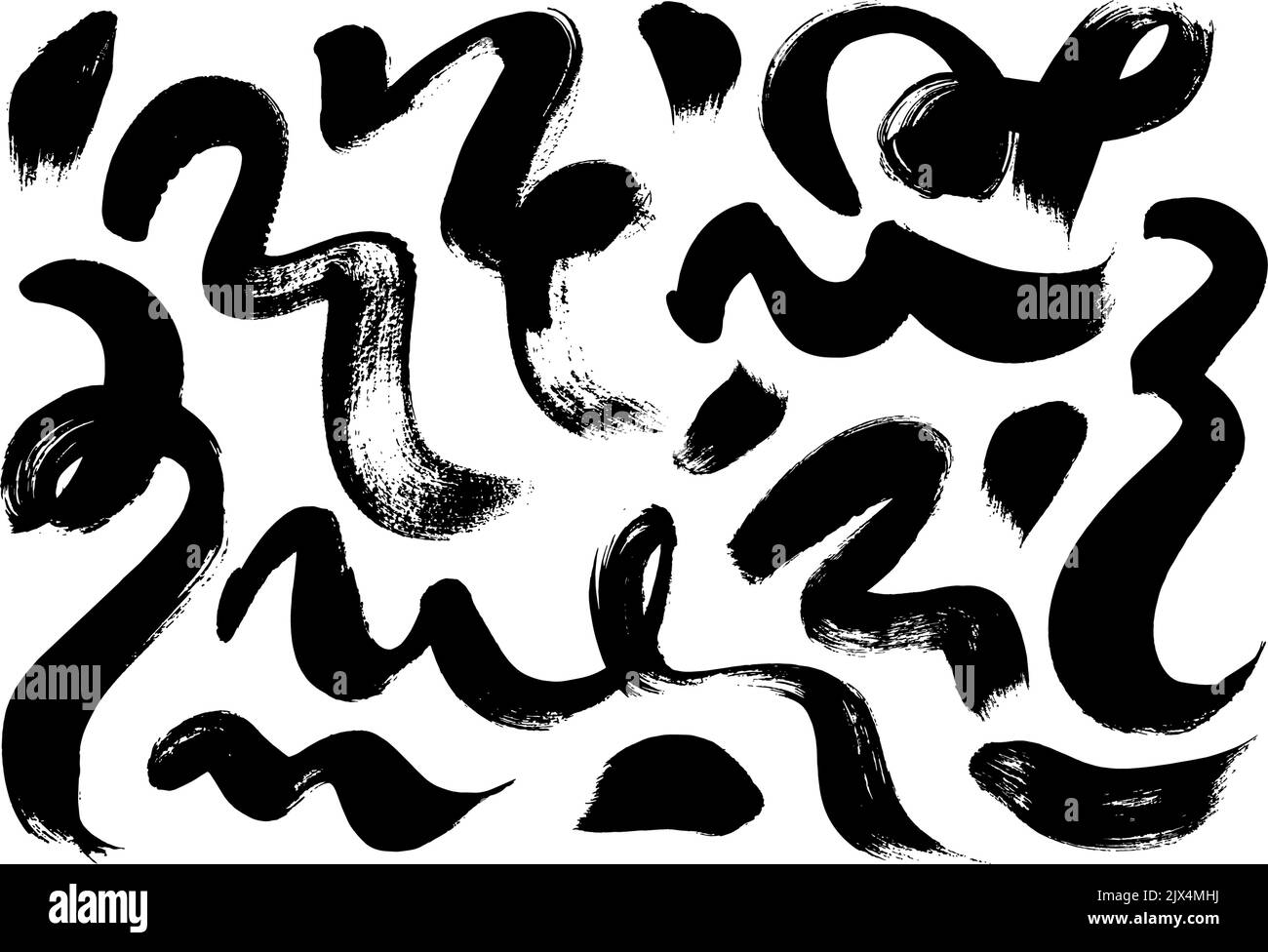 Bold curved lines and wavy brushstrokes collection Stock Vector Image