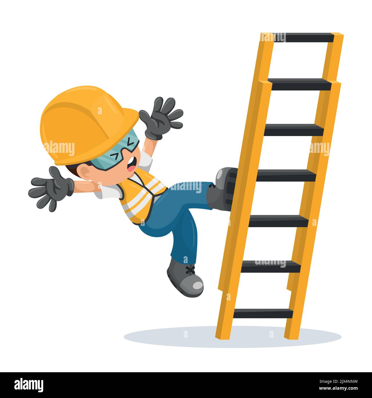 Occupational accident of a fall from a ladder of an industrial