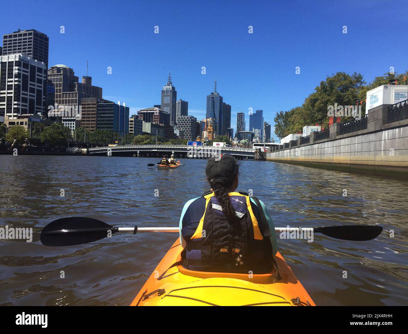 An undated image of a woman kayaking down the Yarra in Melbourne