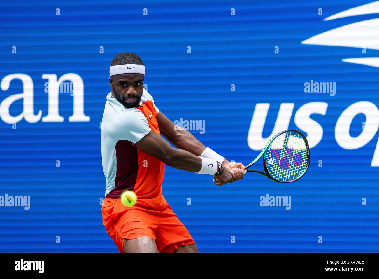 Frances Tiafoe (USA) competing in R4 at the 2022 US Open Stock Photo