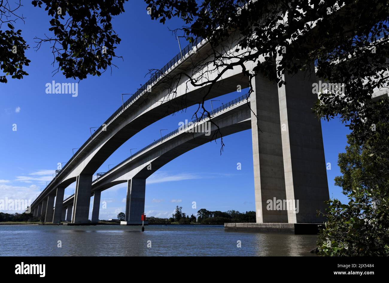 A stock image of the Sir Leo Hielscher Bridges, known as the Gateway ...