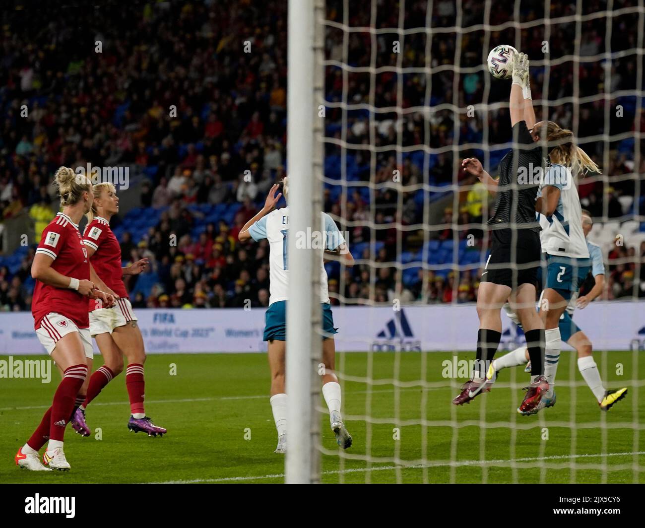 Cardiff, United Kingdom, 6, September, 2022, Zala Mersnik (Slovenia) makes a save  during FIFA Women's World Cup 2023 Qualifying Round, Final Score 0-0 Wales Qualify for the Play off’s  Credit:, Graham Glendinning,/ Alamy Live News Stock Photo