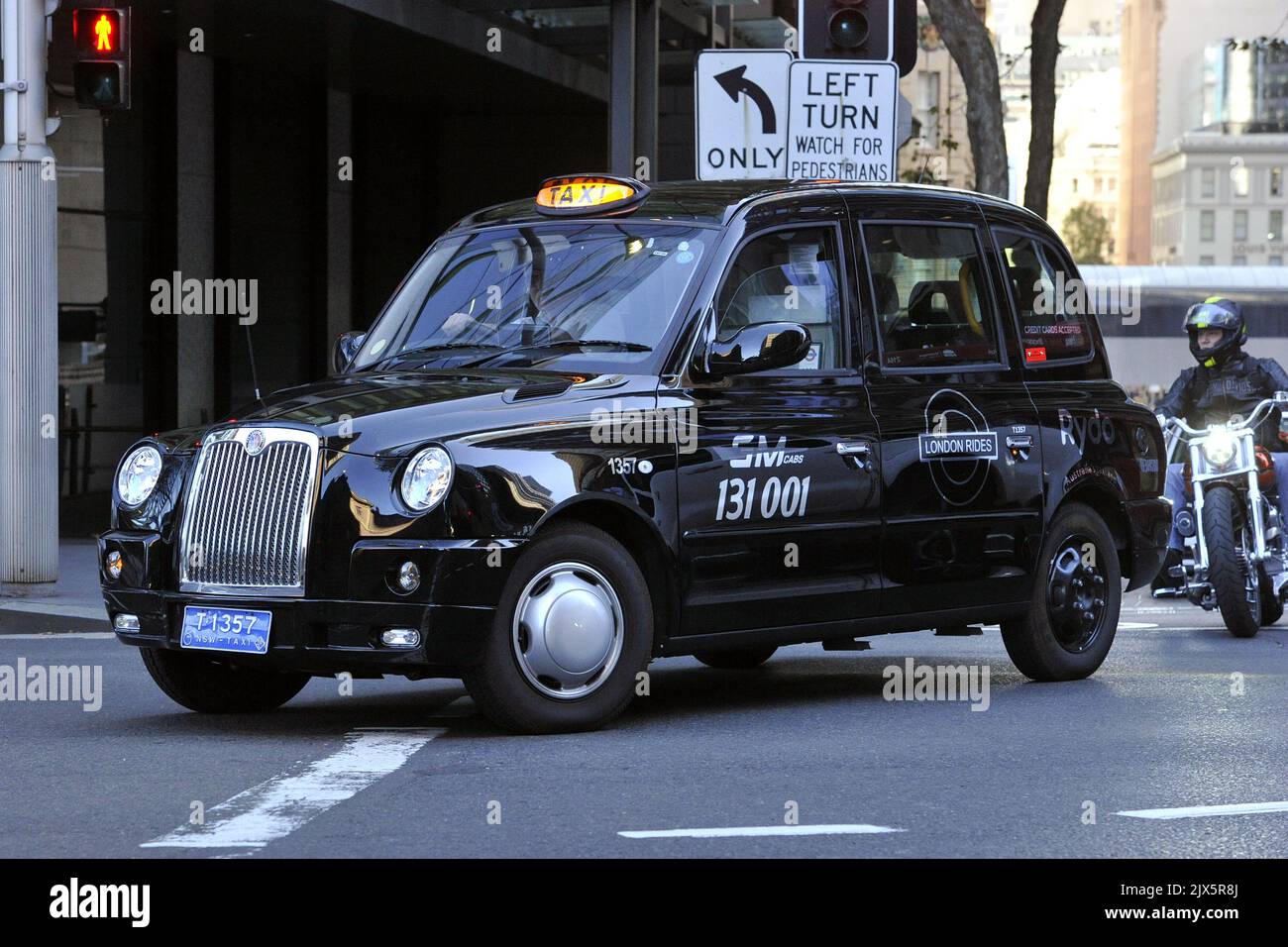 A london style black cab taxi seen in Sydney, Friday, April