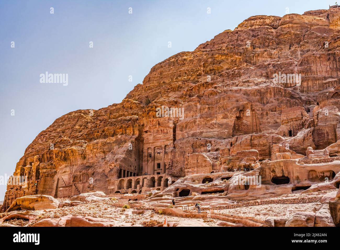 Royal Rock Tombs for Kings Petra Jordan Built by Nabataens in 200 BC to 400 AD Inside Tombs ceilings create coloful abstracts Stock Photo