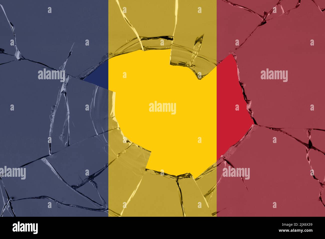 3D Flag of Chad on a glass breakage background Stock Photo - Alamy