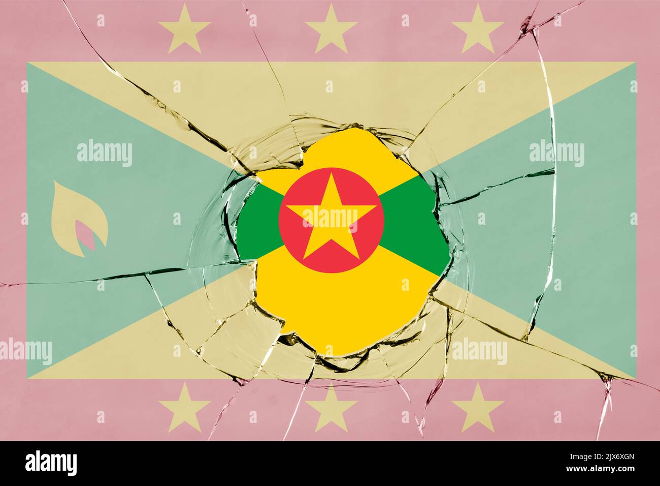 3D Flag of Grenada on a glass breakage background Stock Photo - Alamy