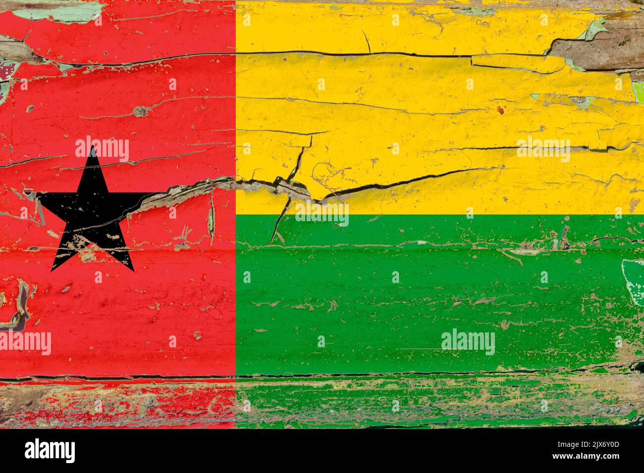 3D Flag of Guinea-Bissau on an old wood wall background Stock Photo - Alamy