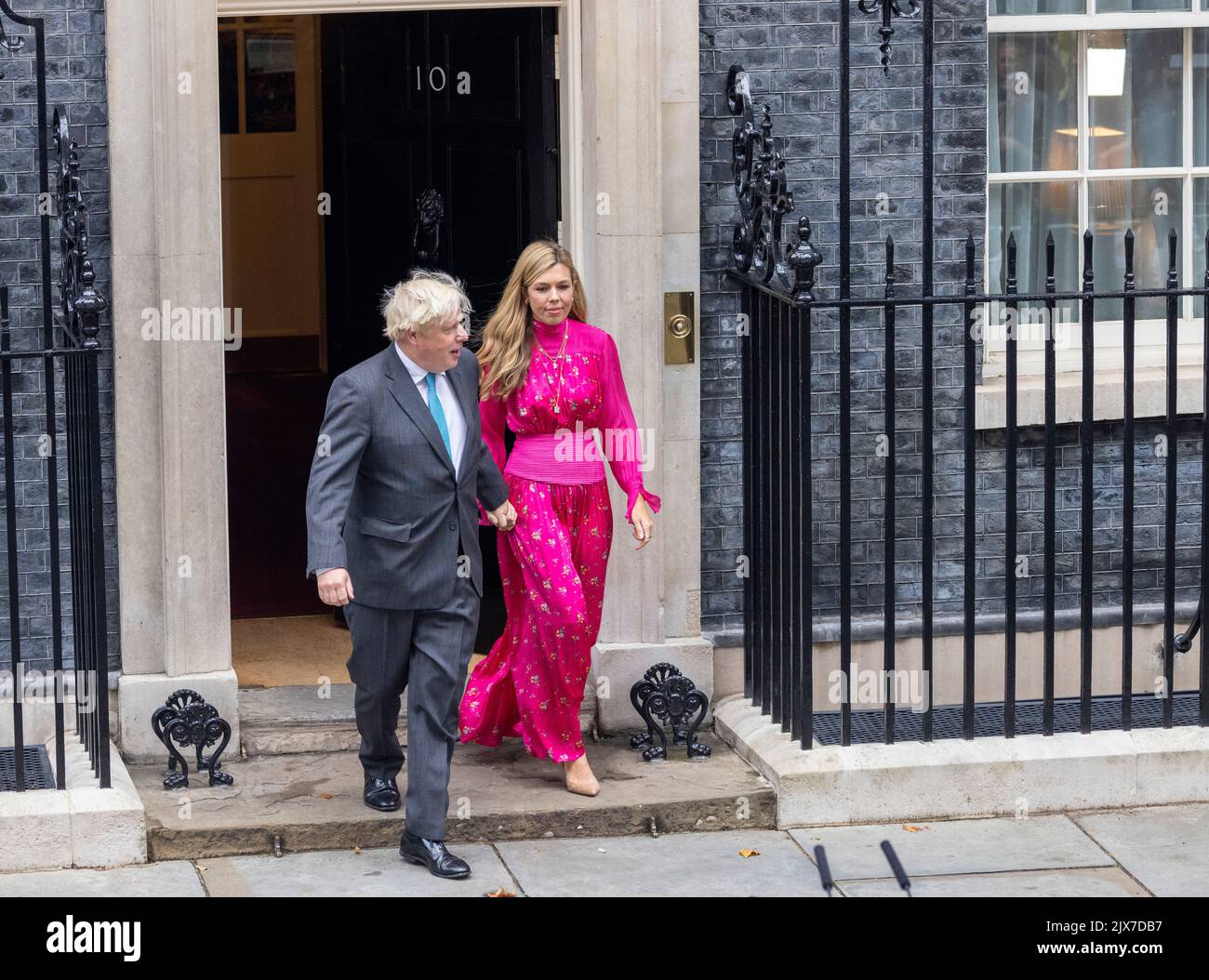 pic shows Boris Johnson and Carrie his wife leave Downing Street as