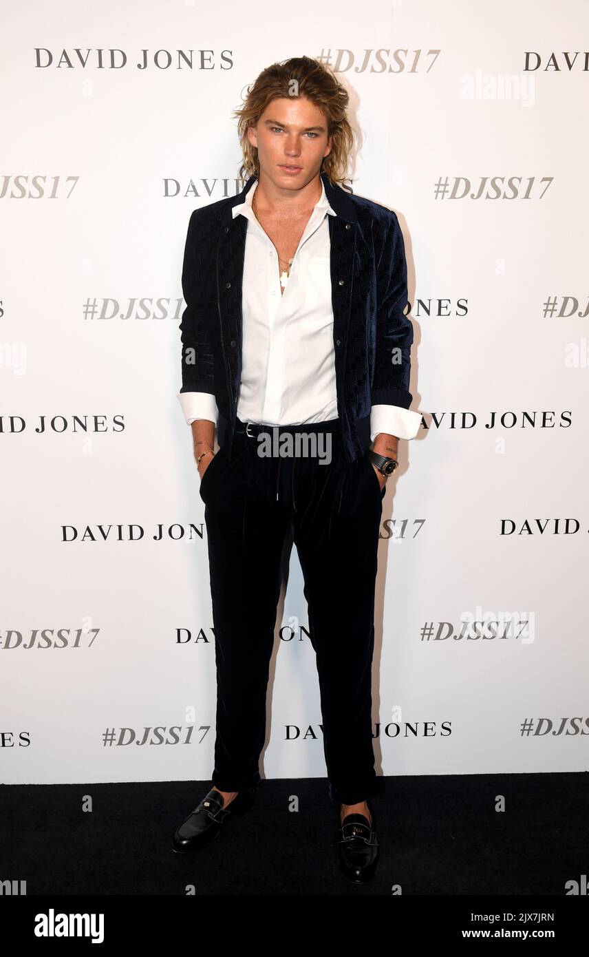 Jordan Barrett arrives for the David Jones Spring Summer 2017 ...