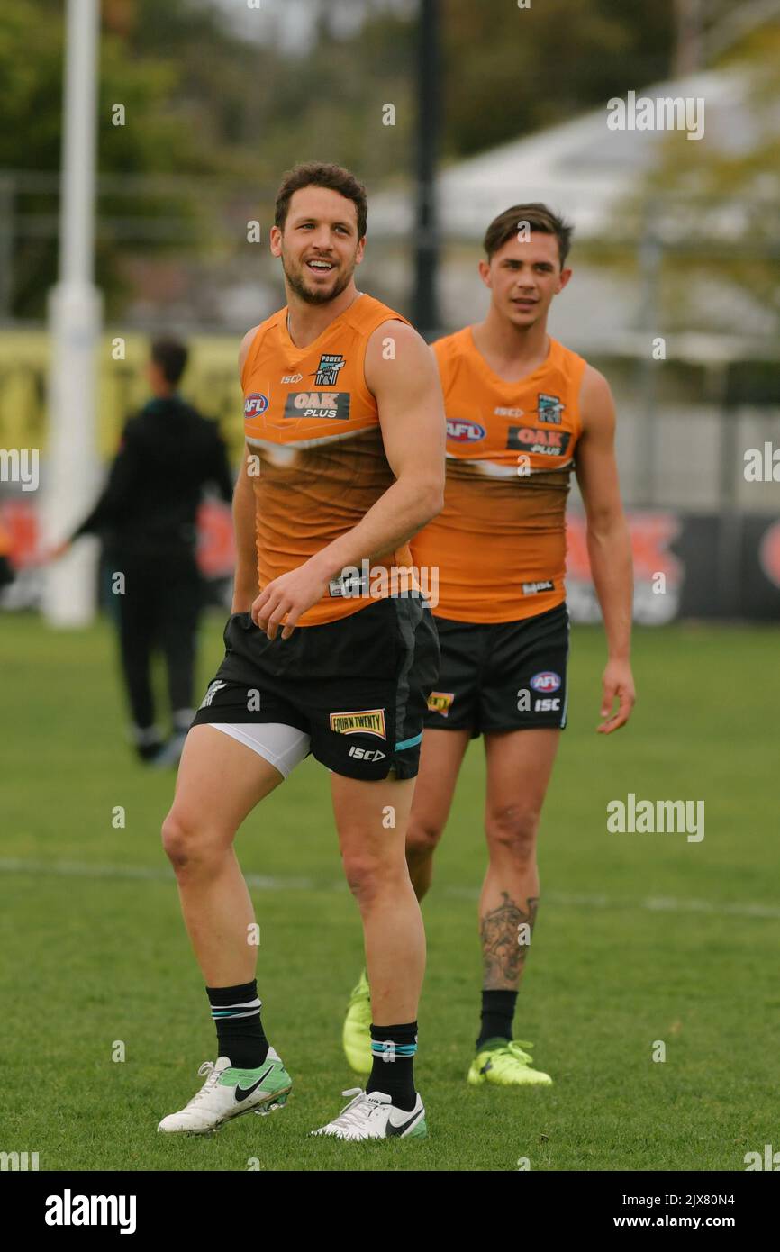Power players Travis Boak (left) and Aidyn Johnson during the Port ...