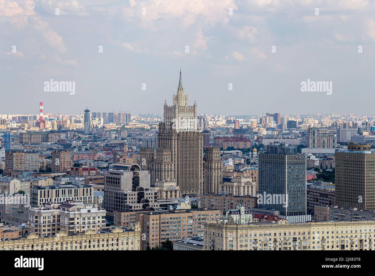 Aerial view of center of Moscow from observation deck located on the ...