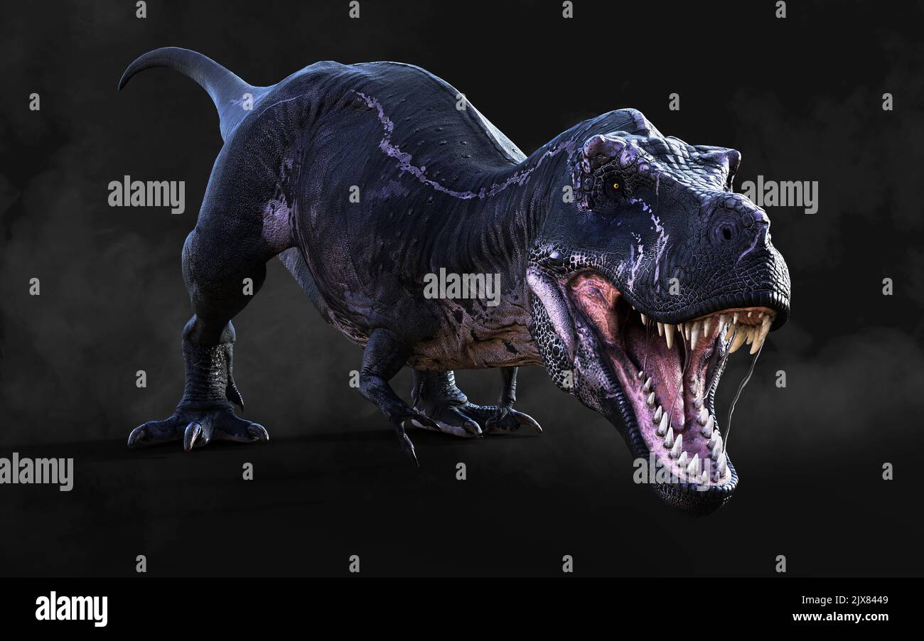 T-rex dinosaur running. Photorealistic 3d illustration side view. On white  background. Clipping path included Stock Photo - Alamy