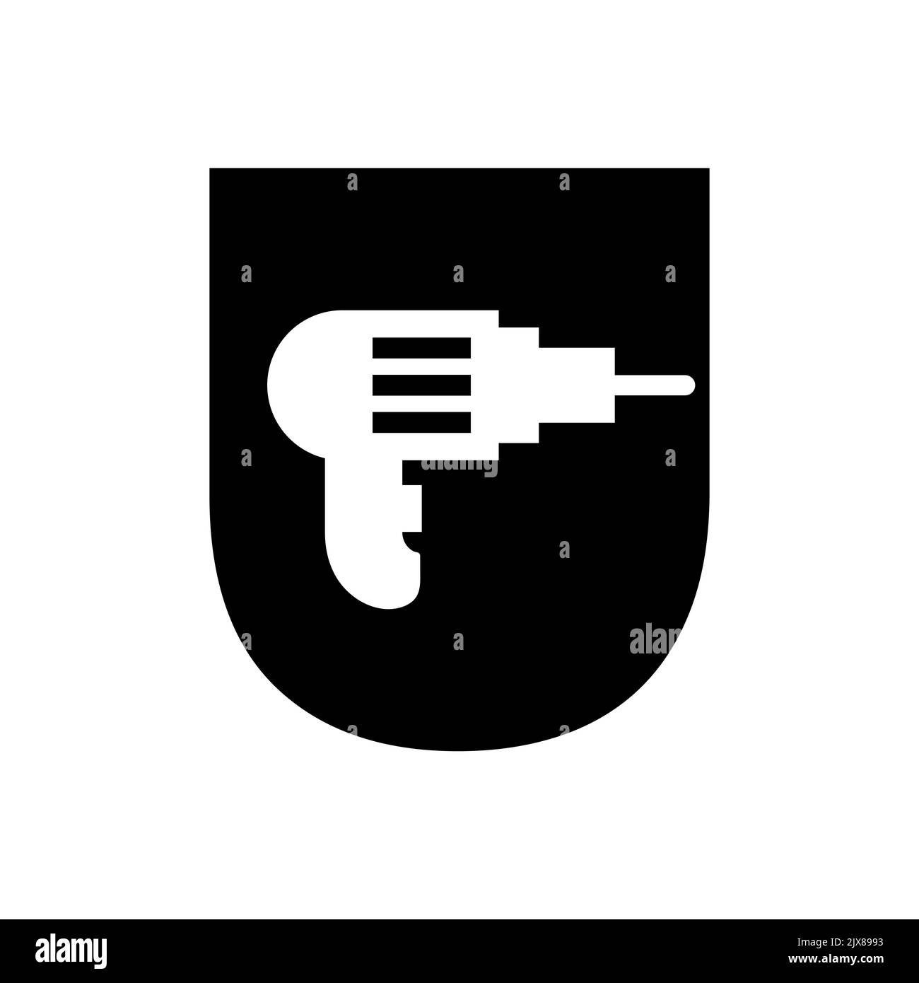 Letter U Manufacturing Construction Logo Design Concept With Drill