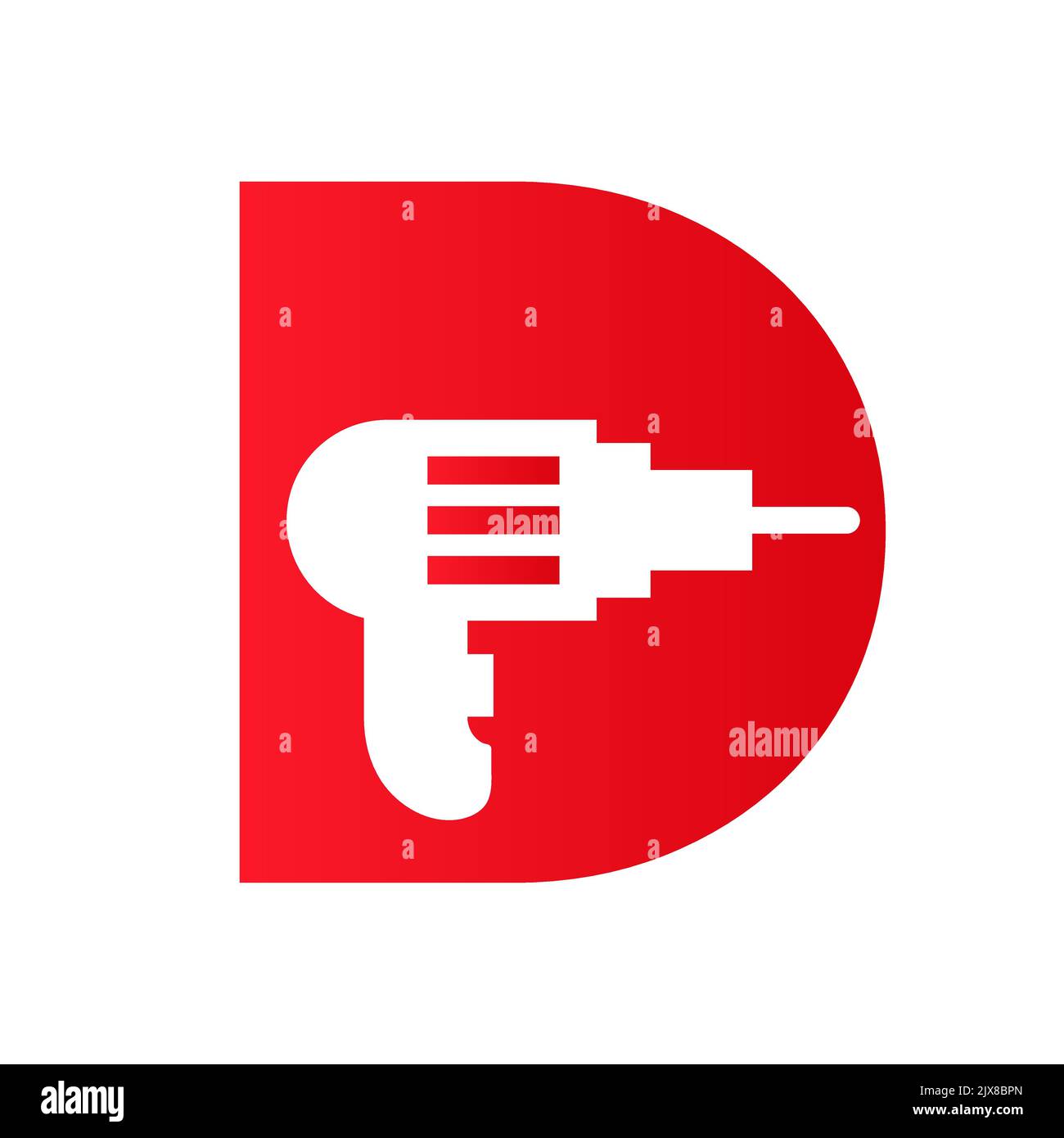 Letter D Manufacturing Construction Logo Design Concept With Drill