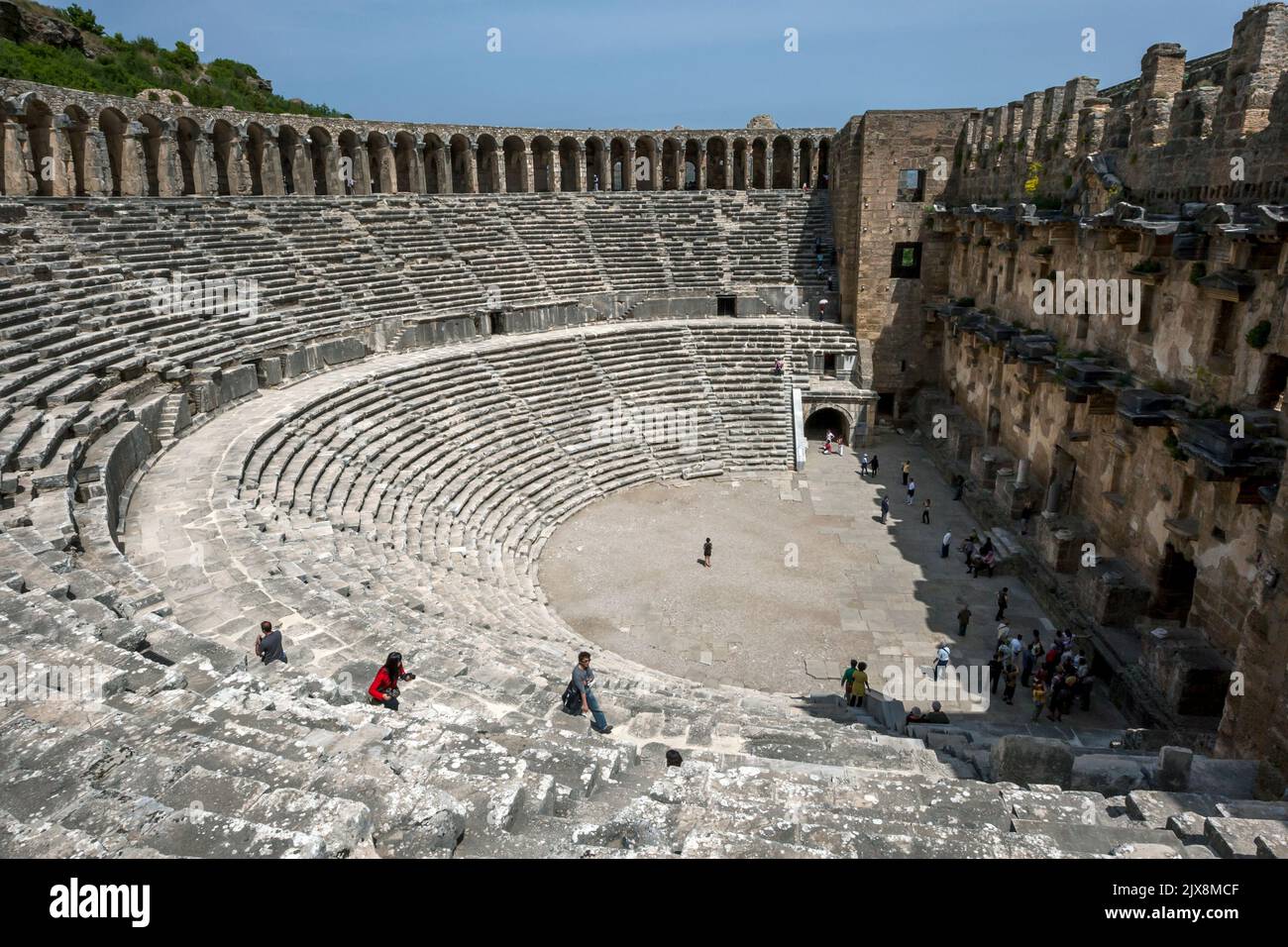 The magnificent Roman theatre at the ancient city of Aspendos in the Province of Antalya in Turkey. Stock Photo