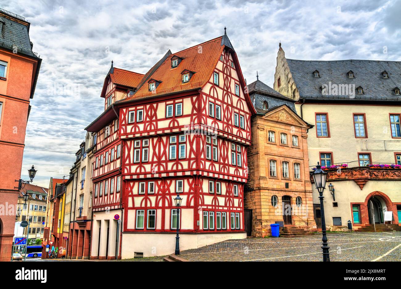 Traditional architecture of Aschaffenburg in Bavaria, Germany Stock Photo