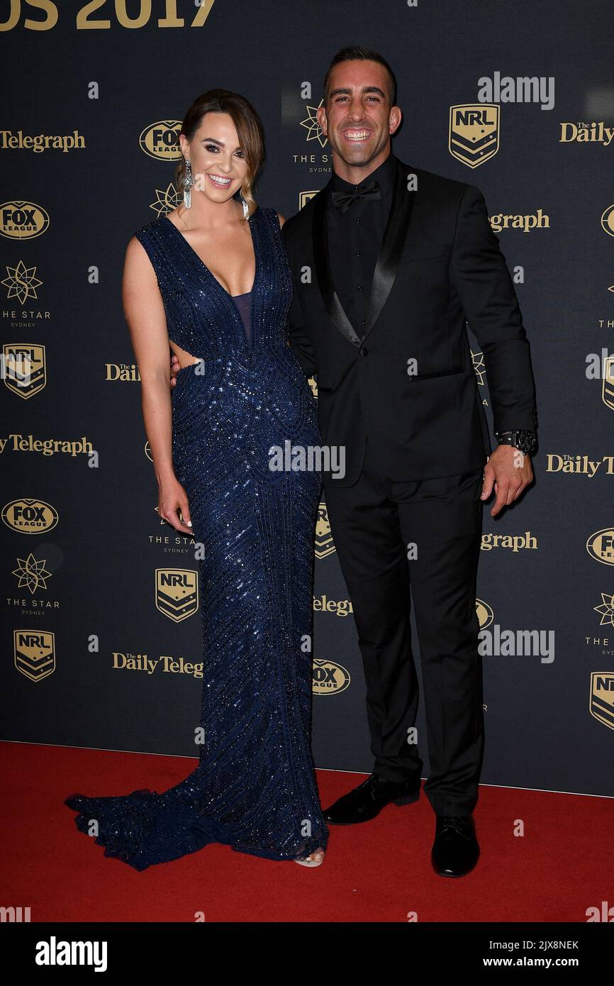 St George Illawarra Dragons player Paul Vaughan and Ellie Crossman arrive at the Dally M Awards in Sydney, Wednesday, September 27, 2017. The awards are named in honour of former Australian Rugby St George Illawarra Dragons player Paul Vaughan and Ellie Crossman arrive at the Dally M Awards in Sydney, Wednesday, September 27, 2017. The awards are named in honour of former Australian Rugby