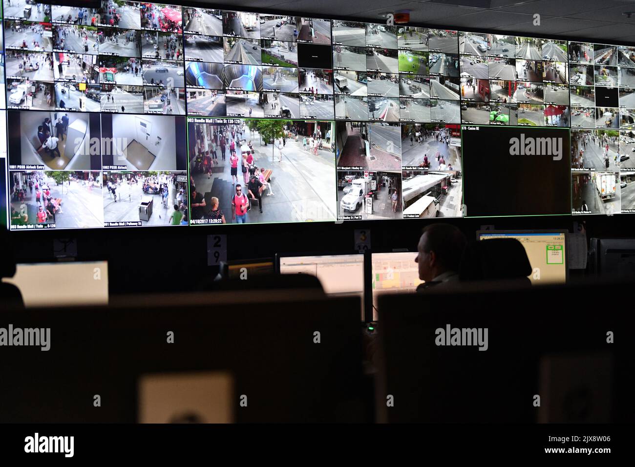 General photo of the police security control room after new counter ...