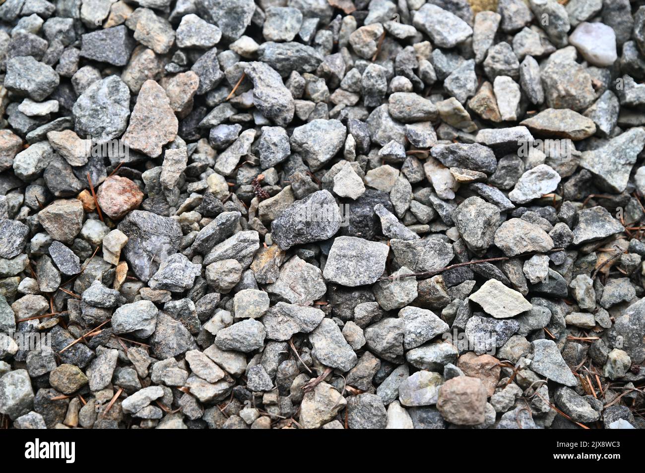 Dry gravel is laid on the floor Stock Photo