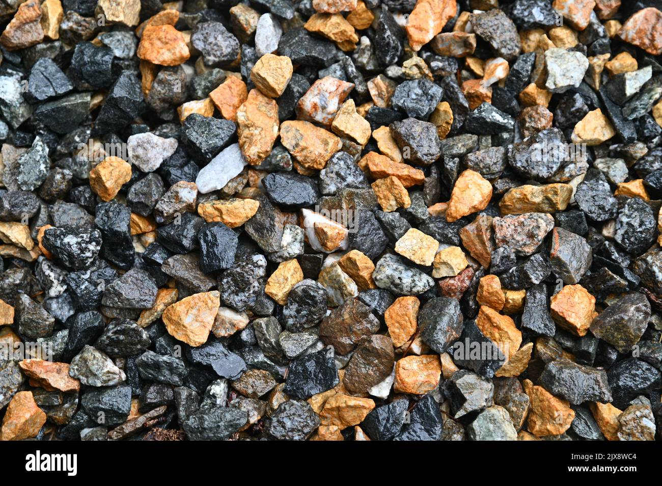 Colorful gravel is laid on the floor Stock Photo