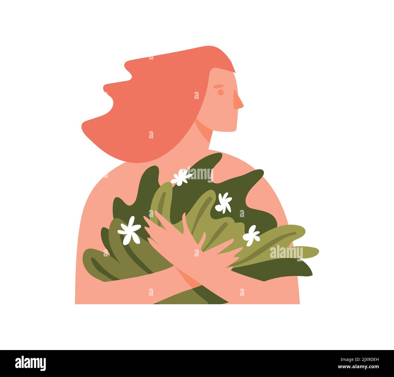 Teenager hugging flowers Stock Vector Images - Alamy