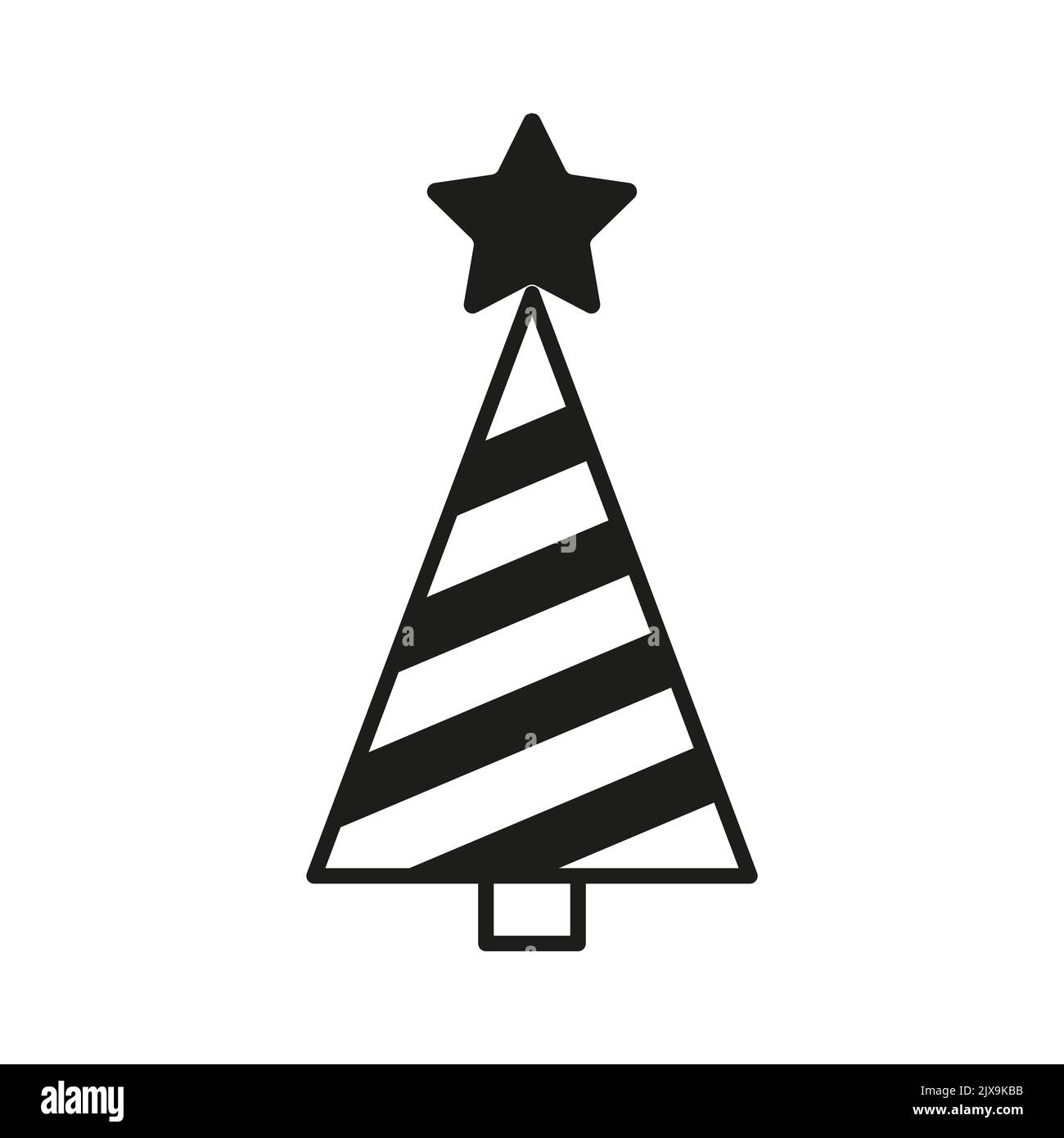 Vector winter logo design. Black and white Christmas tree icon Stock