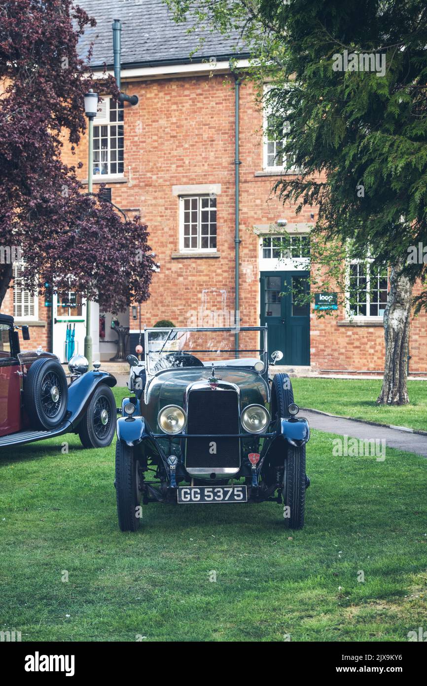 1931 Alvis car at Bicester Heritage Centre, sunday scramble event.  Bicester, Oxfordshire, England. Vintage filter applied Stock Photo