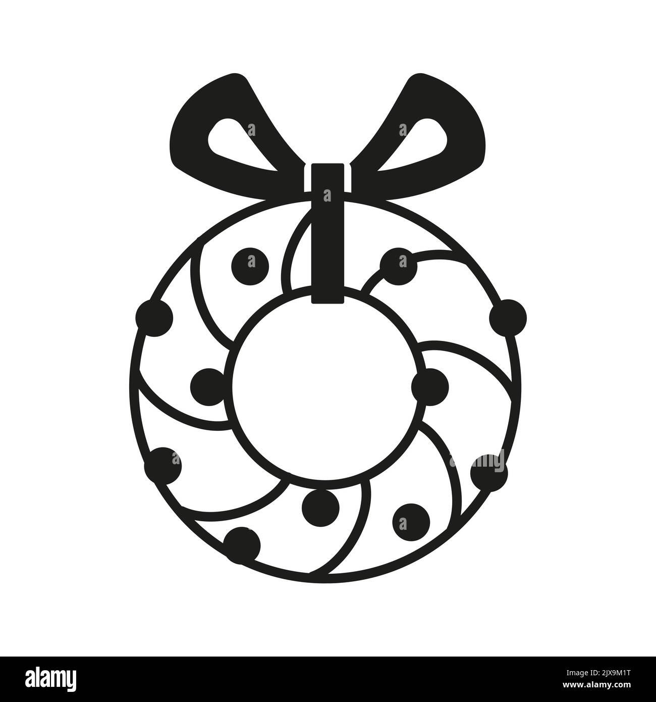 Vector winter logo design. Black and whiter Christmas wreath icon Stock ...