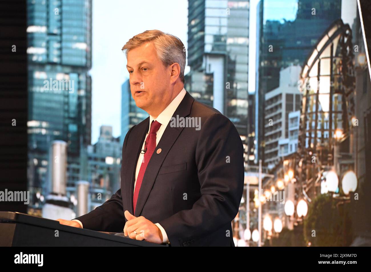 Westpac CEO Brian Hartzer speaks during a press conference after their