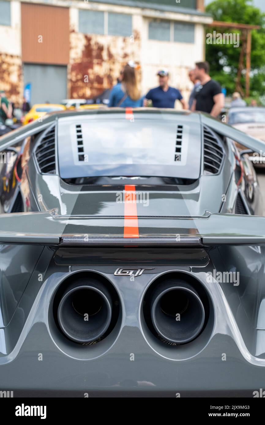 2019 Ford GT Carbon Series supercar rear at Bicester Heritage Centre sunday scramble event. Bicester, Oxfordshire, England Stock Photo