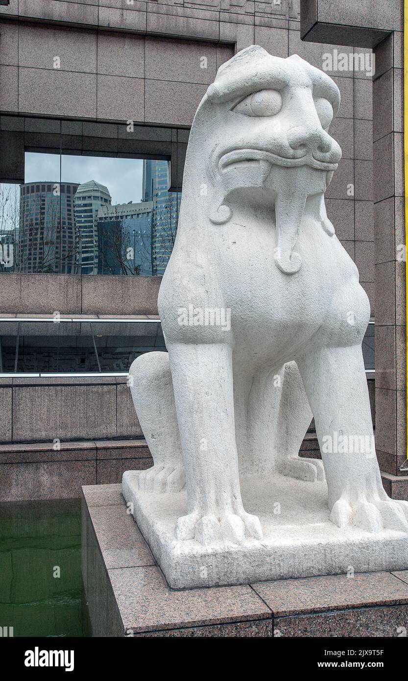 Statue of lion in a museum, Shanghai Museum, Shanghai, China Stock Photo