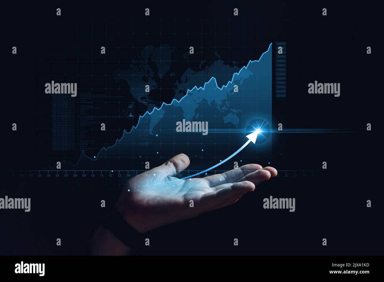 Business growth concept. Economic and financial success. Hologram of ...