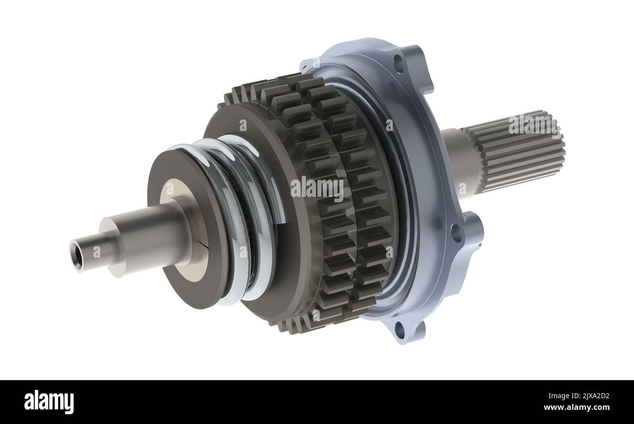 Car alternator gear shaft 3D illustration isolated on white background