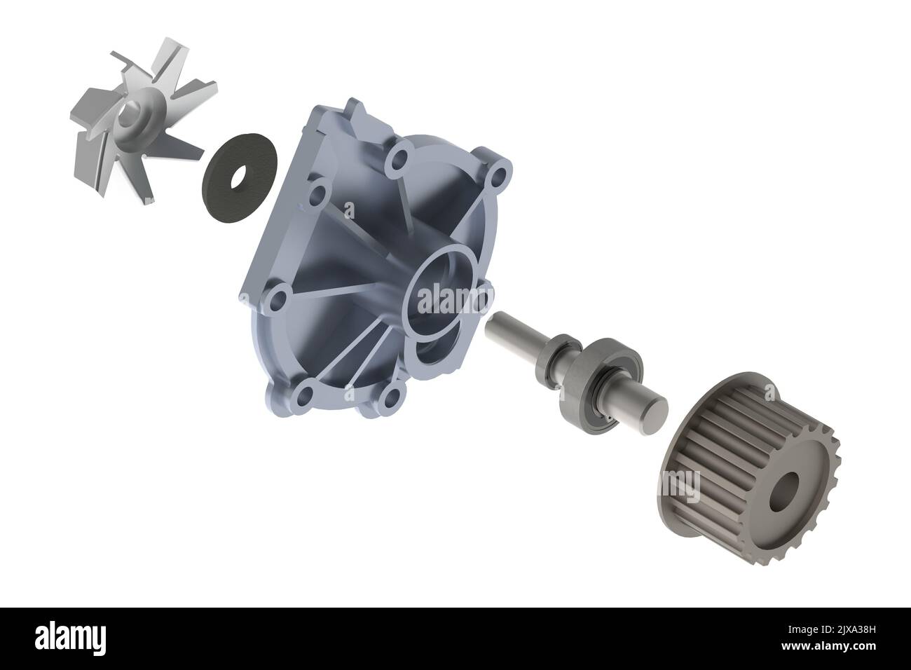 Car water pump 3D rendering isolated on white background Stock Photo