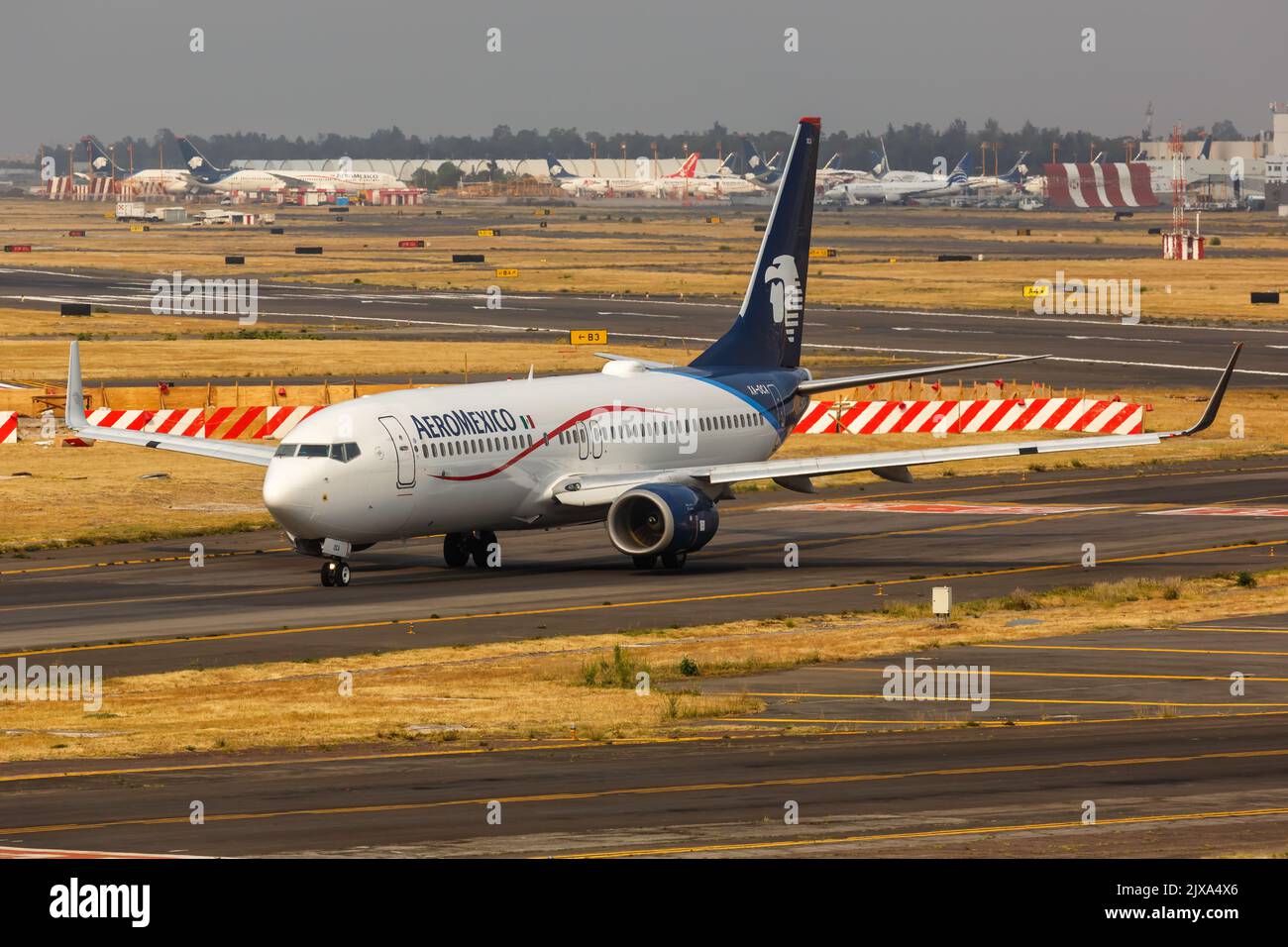 Mexico City, Mexico - April 14, 2022: AeroMexico Boeing 737-800 airplane at Mexico City airport (MEX) in Mexico. Stock Photo