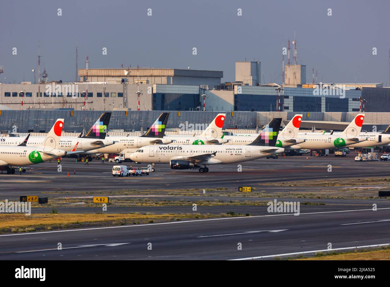 Mexico City, Mexico - April 14, 2022: Airbus airplanes at Mexico City airport (MEX) in Mexico. Stock Photo