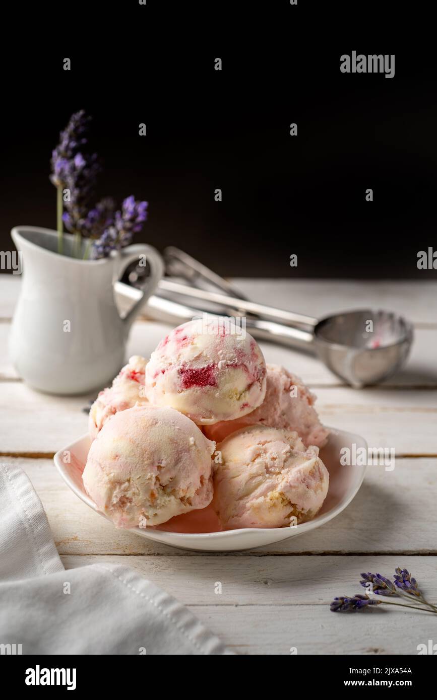Berry ice cream scoops Stock Photo Alamy