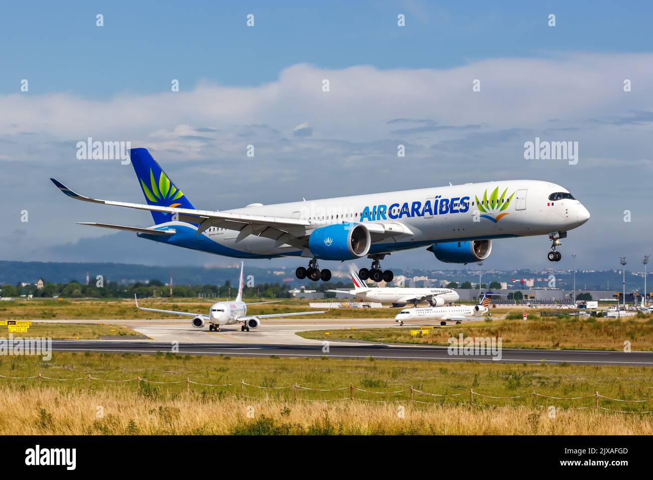 Paris, France - June 4, 2022: Air Caraibes Airbus A350-900 airplane at Paris Orly airport (ORY) in France. Stock Photo
