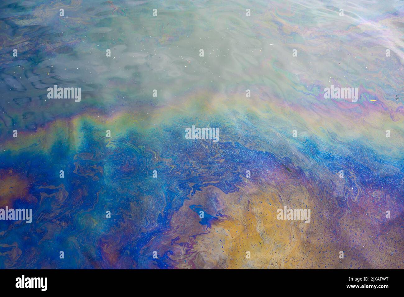 Oil spill on sea surface. Pollution in the water Stock Photo Alamy