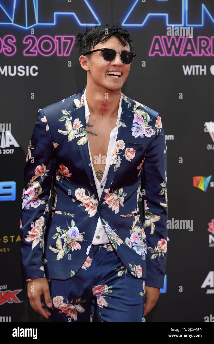 Tai arrives at the 31st aria awards at the star in sydney tuesday