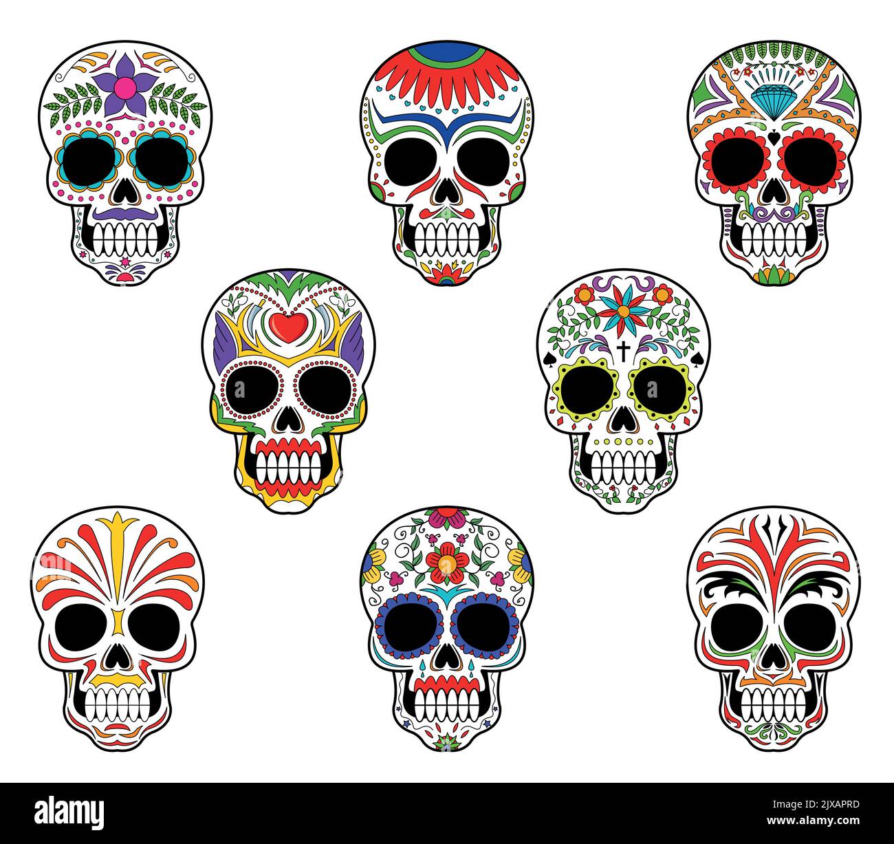 Illustration halloween color muerto skulls pack color Stock Vector