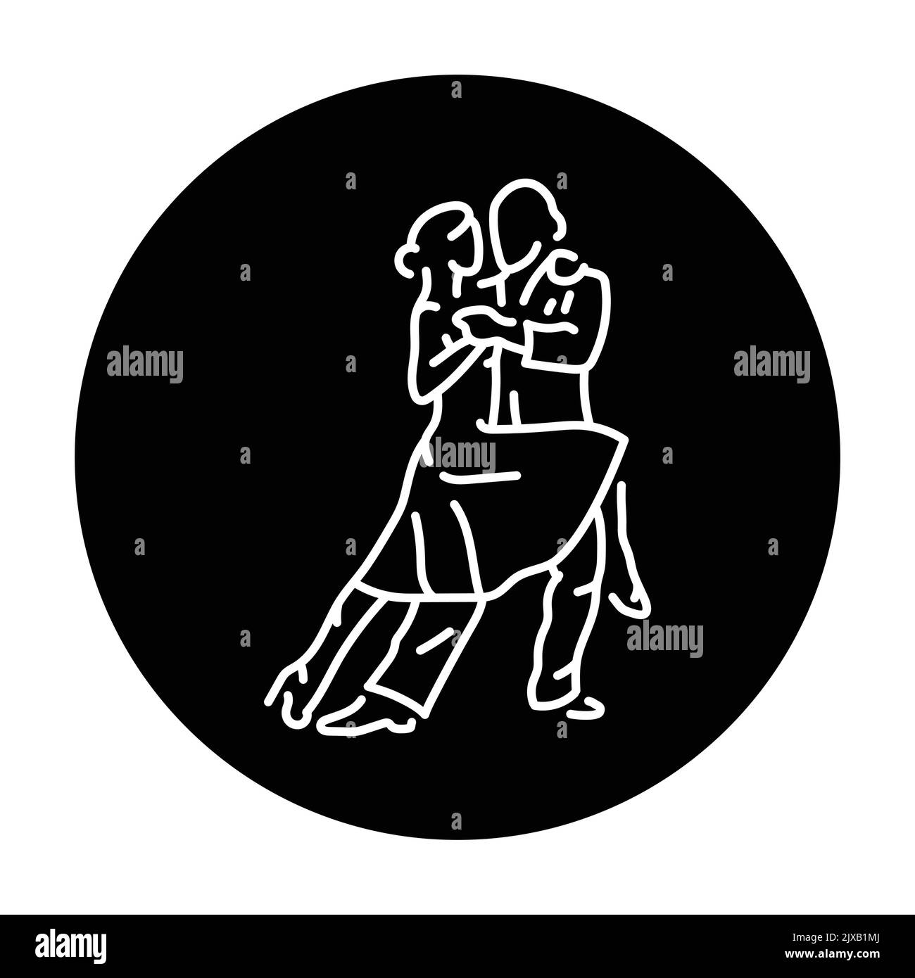 Couple dancing tango color line icon. Pictogram for web page Stock Vector