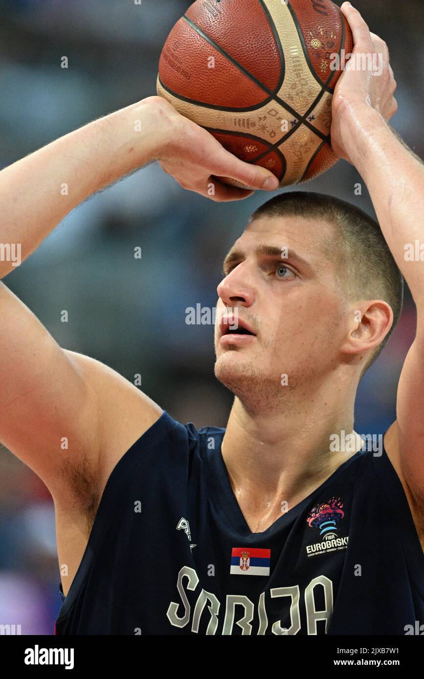 Prague, Czech Republic. 06th Sep, 2022. Nikola Jokic (Serbia) in action during the European Men's Basketball Championship, Group D, match Israel vs Serbia, in Prague, Czech Republic, on September 6, 2022. Credit: Michal Kamaryt/CTK Photo/Alamy Live News Stock Photo