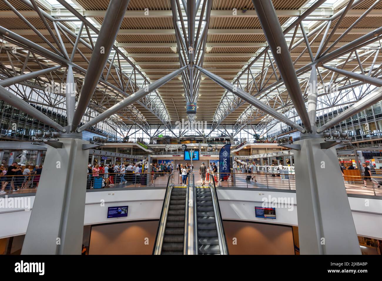 Hamburg, Germany - August 14, 2022: Terminal 2 of Hamburg airport (HAM) in Germany. Stock Photo