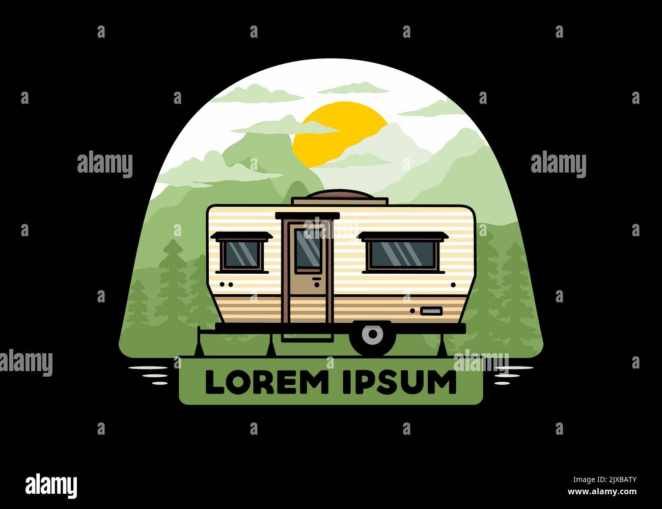 Teardrop van camper for camping illustration badge design Stock Vector ...