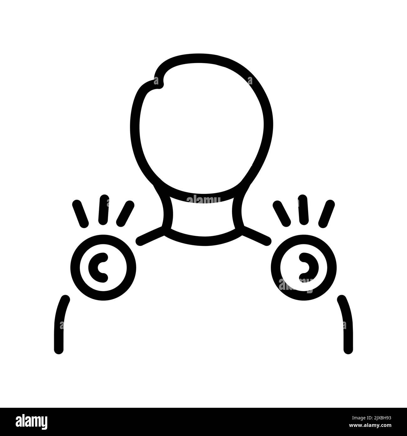 Pain in the neck and shoulders olor line icon. Pictogram for web page Stock Vector