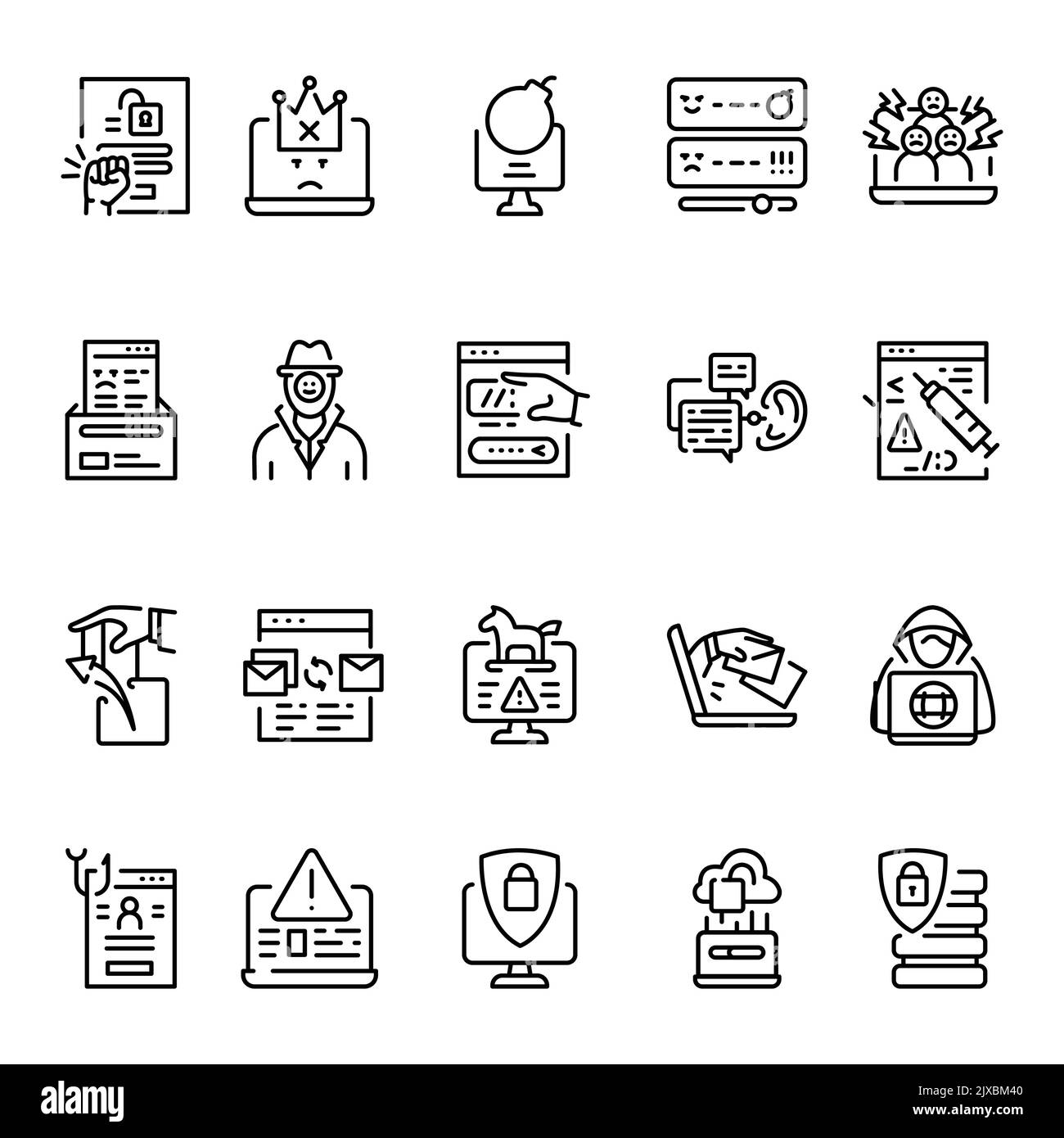 Cybercrime color line icons set. Signs for web page Stock Vector Image ...